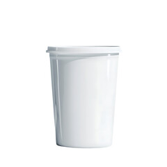 White Plastic Container with Lid for Food Storage or Takeout Use in a Minimalist Style