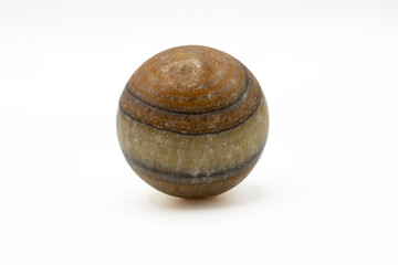Aragonite stone on white background. Aragonite is a carbonate mineral and one of the three most...