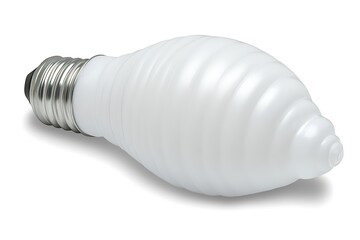 White, spiral-patterned incandescent light bulb.