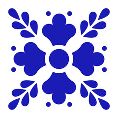 Mexican talavera ceramic tile with flower pattern. Vector illustration. Mosaic design art from Puebla.
