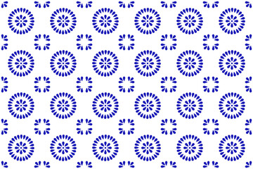 Mexican seamless pattern with flower inspired by talavera ceramic tile. Vector illustration. Mosaic design art.
