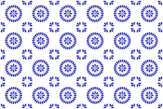 Mexican seamless pattern with flower inspired by talavera ceramic tile. Vector illustration. Mosaic design art.