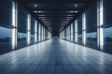 photo of a empty long passageway in modern building