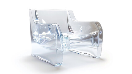 A modern translucent clear acrylic armchair with a fluid, sculptural design.