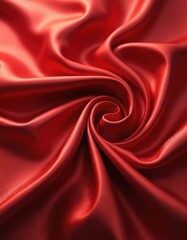Obraz premium Red silk fabric background. Shiny folded textile creates wavy rippled pattern. Smooth satin texture. Luxury material. Abstract design for fashion, decor, wedding. Elegant drapery.