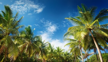 Fototapeta premium tropical palm trees under blue sky