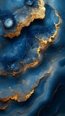 Obraz premium Blue flowing gold texture high resolution hd image