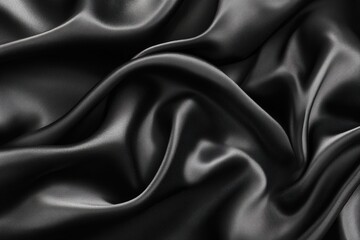 Obraz premium Elegant black silk fabric drapes in soft folds