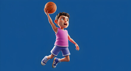 3D Boy Dunking Basketball