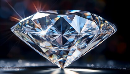 a detailed macro shot of a sparkling diamond showcasing its intricate facets and crystal clear clarity light refracts beautifully creating a dazzling and luxurious effect