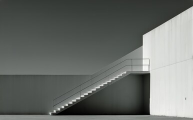 Obraz premium Modern Architectural Design Featuring a Minimalist Staircase Against a Clean Background