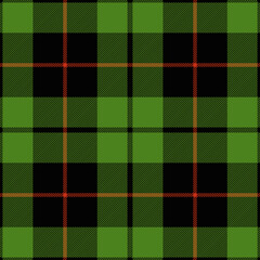 Green and red tartan plaid. Scottish pattern fabric swatch close-up. 