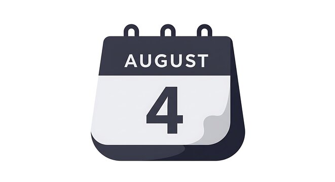 Calendar icon showing the 4th of August illustration for design element