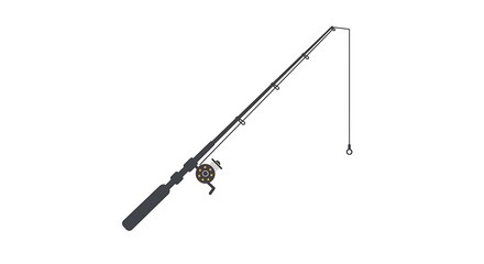 Isolated fishing rod illustration on white background showcases angling equipment