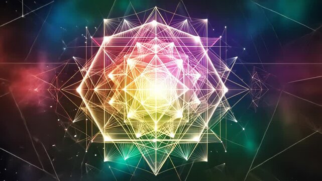 Colorful geometric sacred geometry; cosmic background; spiritual, artistic