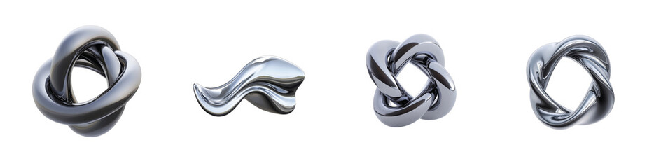 Metallic sculptures with unique shapes and modern abstract design elements