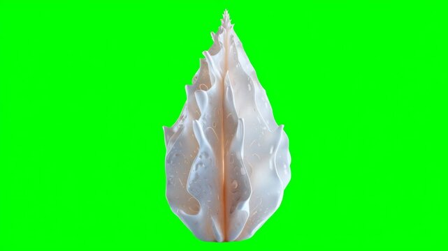Unique white conch shell displayed against vibrant green background for creative projects