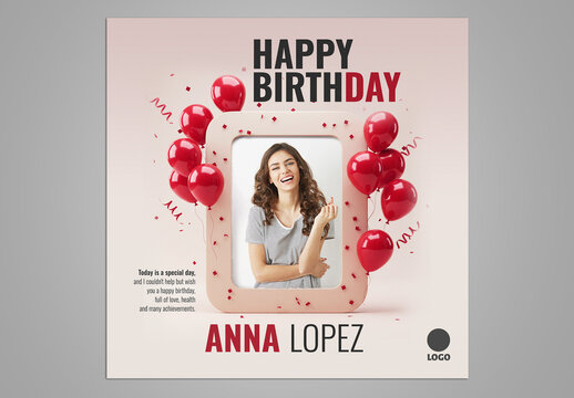 Post Happy Birthday Social Media Template