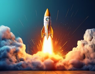 Obraz premium rocket launch growth success and innovation concept