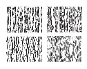 Black and white wood grain line textures in vertical abstract style useful for backgrounds, design overlays, or natural wood pattern effects