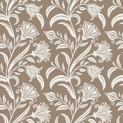 Vintage Floral patterns seamless background border embroidery ethnic batik retro. Flower motifs paisley batik. flowers ikat design hand drawn. 
