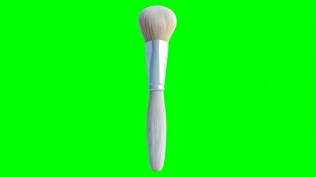 Brush demonstration for makeup application on green screen background