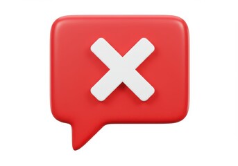 Fototapeta premium A red speech bubble with a white cross isolated on white background