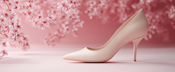 High heels with elegant designs and colorful flowers are perfect for wedding blogs, fashion websites, spring-themed designs, feminine product marketing, and romantic event promotions