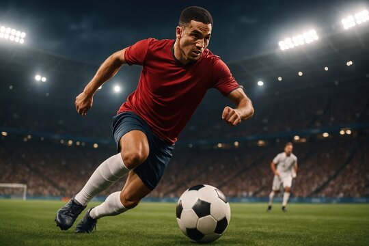 Fototapeta Dynamic soccer player action