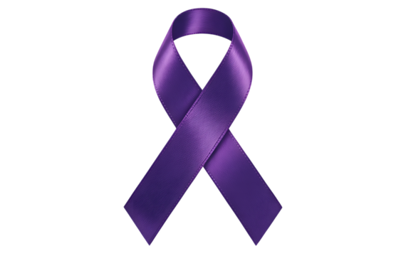 Purple Awareness Ribbon Isolated on Black Background