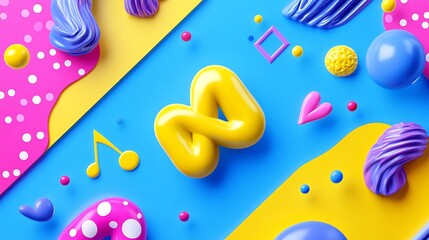 Vibrant, playful design with colorful shapes and patterns.