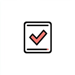 A red checkmark icon set against a white background signifies confirmation and approval