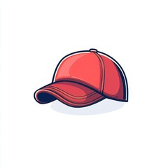 Fototapeta premium A vibrant red baseball cap is set against a white background, providing ample copy space