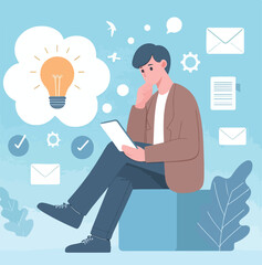 vector image of a person thinking