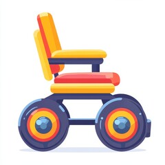 Fototapeta premium Vibrant depiction of a wheelchair set against a white backdrop, symbolizing accessible transportation