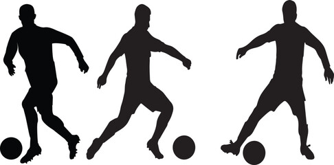 a set of silhouettes of football players. isolated on white background. graphic vector illustration.