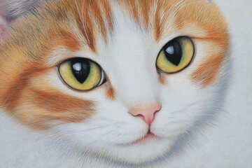 Close-up portrait of a ginger and white cat.