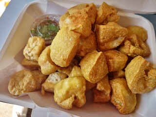 Deep Fried Tofu. Famous Vegan Food.