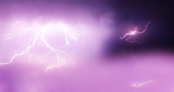 Lightning storm in the night sky. Multiple lightnings and thunders illuminate night sky