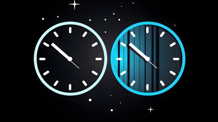 Professional Flat Style Blue Vector Icon for Comparing Time with Clocks
