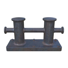 Old Mooring Bollard, 3d illustration isolated on white background