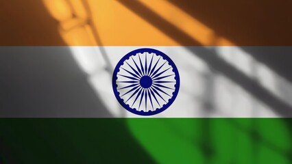 The flag of India with its distinctive tri-color design and the Ashoka Chakra at its center.