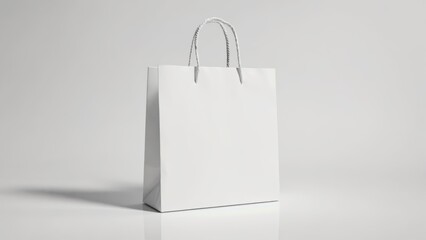 An isolated white paper shopping bag, likely used for e-commerce deliveries. A simple yet practical packaging solution for merchants and consumers alike.