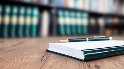 Open notebook and pen on table top for writing and notes academic office business concept