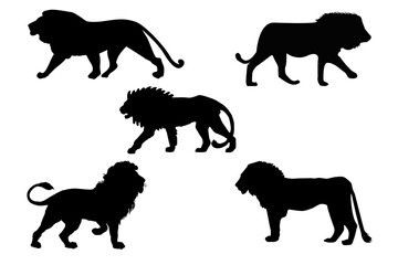 Lion silhouettes vector, 
