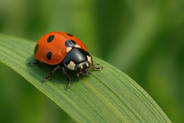 Fototapeta premium Vibrant ladybug on leaf