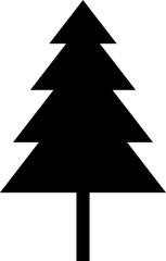 Fototapeta premium Silhouette of a stylized pine tree with triangular layered foliage and a straight trunk.
