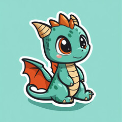Obraz premium A cute cartoon dragon illustration with simple lines and solid colors.