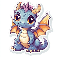 Obraz premium A cute cartoon dragon illustration with simple lines and solid colors.