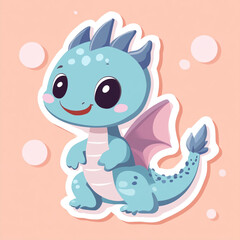 Fototapeta premium A cute cartoon dragon illustration with simple lines and solid colors.